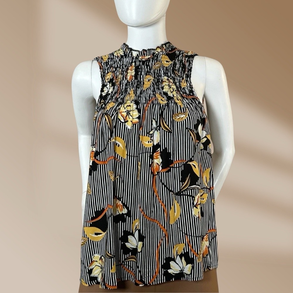 Women's Purple Rain Brand Black & Yellow Sleeveless Top Size Small NWT!